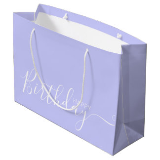 Happy Birthday Periwinkle White Elegant Large Gift Bag
