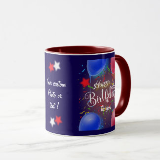 Happy Birthday personalise Dark Gift Mug
