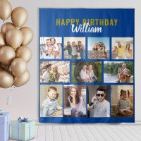 Happy Birthday Personalised 11 Photo Collage Blue