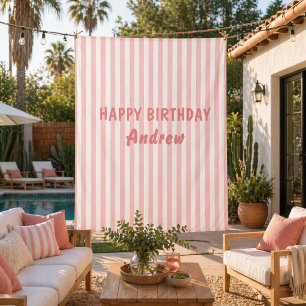 Happy Birthday Personalised Banner Wall Tapestry