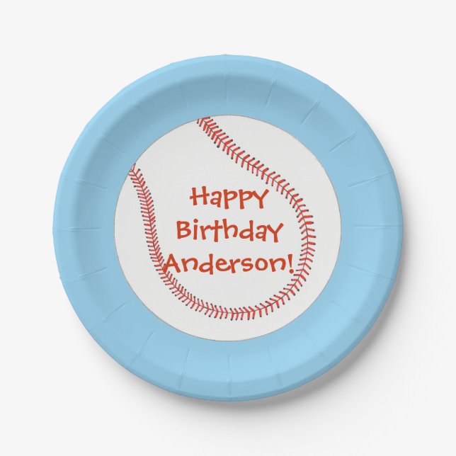 Happy Birthday Personalised Baseball Plates (Front)