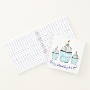 Happy Birthday Personalised Cake Cupcake Favour Notebook