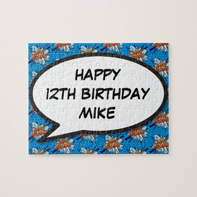 HAPPY BIRTHDAY Personalised Comic Book Pop Art Jigsaw Puzzle (Horizontal)
