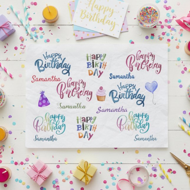 Happy Birthday Personalised Custom Party Name  Tissue Paper (Creator Uploaded)