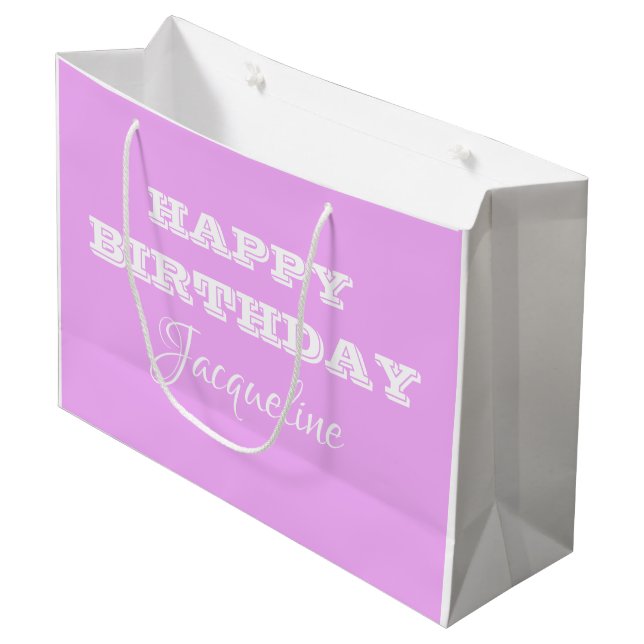Happy Birthday Personalised For Her Cute Chic Large Gift Bag (Front Angled)