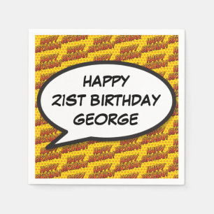 HAPPY BIRTHDAY Personalised Fun Speech Bubble Napkin