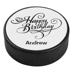 Happy Birthday Personalised Hockey Puck