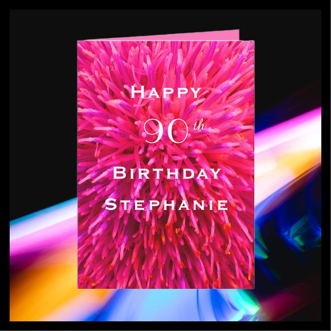 Happy Birthday, Personalised, Hot Pink Abstract Card (Creator Uploaded)