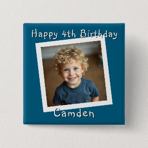 Happy Birthday Personalised Photo 15 Cm Square Badge