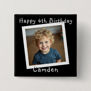 Happy Birthday Personalised Photo 15 Cm Square Badge