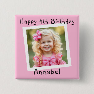 Happy Birthday Personalised Photo 15 Cm Square Badge