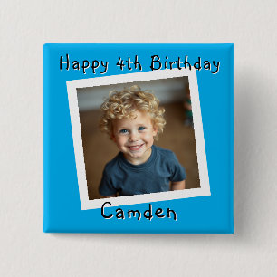 Happy Birthday Personalised Photo 15 Cm Square Badge