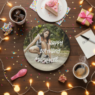 Happy Birthday Personalised Photo Paper Plate