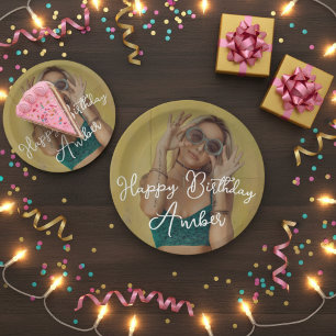 Happy Birthday Personalised Photo Paper Plate