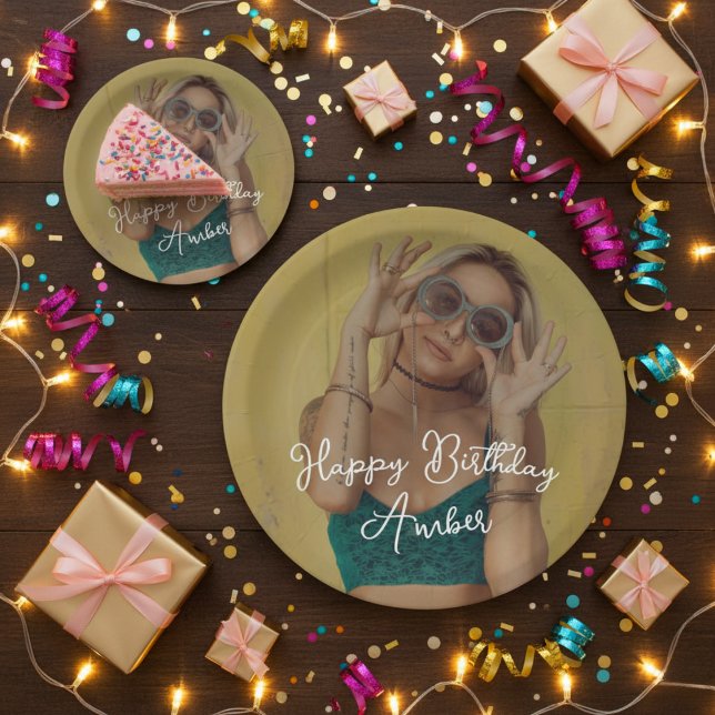 Happy Birthday Personalised Photo Paper Plate (Happy Birthday Personalized Photo Paper Plate)