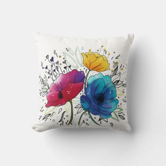 Happy Birthday!Personalised Watercolor Design Cushion (Front)