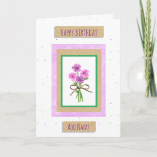 Happy Birthday Personalised Watercolor Flowers Card