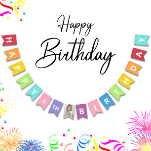 Happy Birthday Photo Age Colorful Bunting