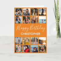 Happy Birthday Photo Collage 16 Photos Orange