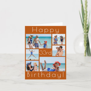 Happy Birthday Photo Collage Card – Custom Age Gro
