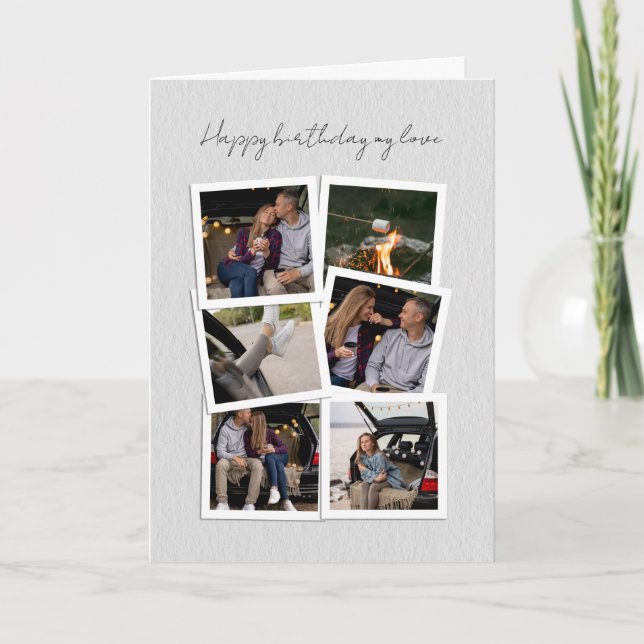 Happy Birthday Photo Collage Card – Handwritten Sc (Front)