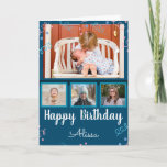 Happy Birthday Photo Collage Custom Name Confetti Card<br><div class="desc">Fun photo collage style Happy birthday card,  confetti overlays,  and text with custom name option. Inside text is all adjustable. Great for any birthday.
Just pick your favourite photos and have fun designing your custom birthday card.</div>