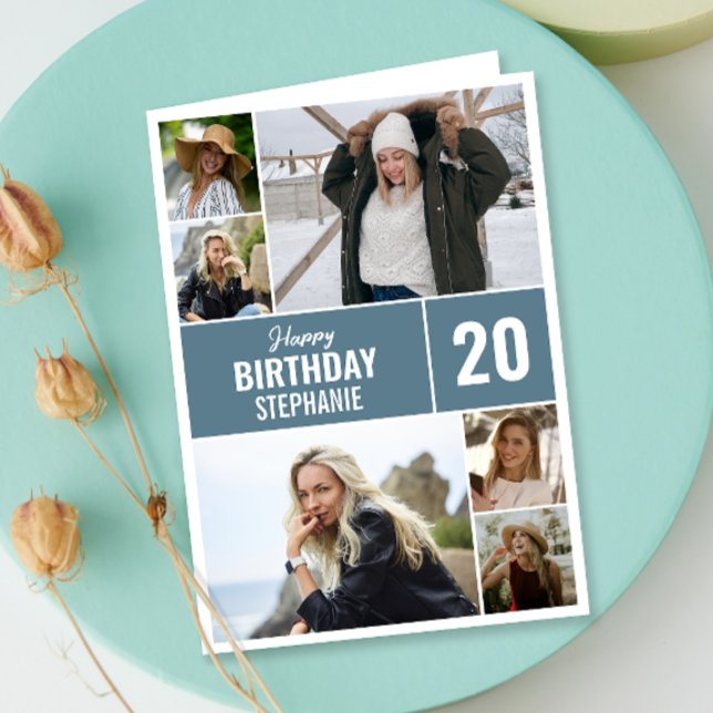 Happy Birthday Photo | Collage Folded Greeting Card (Personalize the collage birthday greeting card to create a special keepsake for your loved one!)