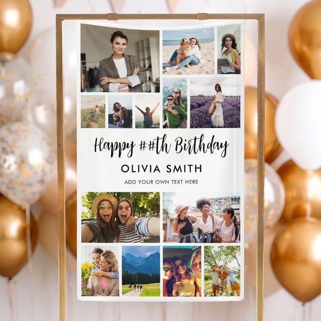 Happy Birthday Photo Collage Party Banner (Creator Uploaded)