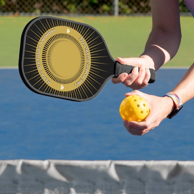 Happy Birthday Photo Him Her Elegant Personalise Pickleball Paddle (Insitu)