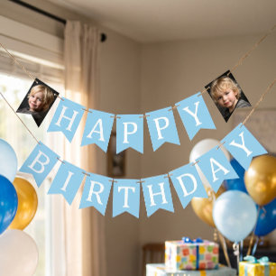 Happy Birthday Photo Kids Birthday Blue Bunting