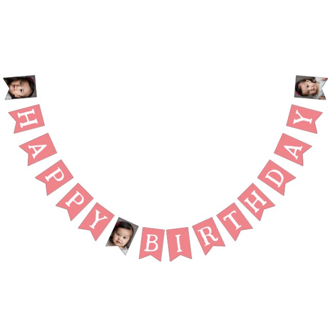 Happy Birthday Photo Kids Birthday Pink Bunting (All)