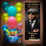 Happy Birthday Photo Party Event Gold Black Custom Poster<br><div class="desc">Happy Birthday Photo Party Event Gold Black Custom Banner is great for that elegant and classy birthday party. Personalise it with your photo and information.</div>