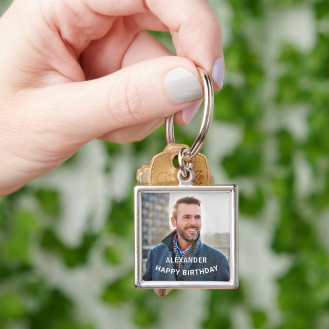 Happy Birthday Photo Personalise  Key Ring (Hand)