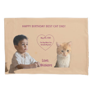 Happy Birthday Photos Cat Dad Pillowcase