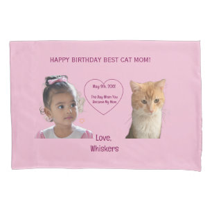 Happy Birthday Photos Cat Mum Pillowcase