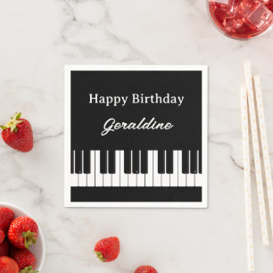 Happy Birthday Piano Player Personalised Napkin