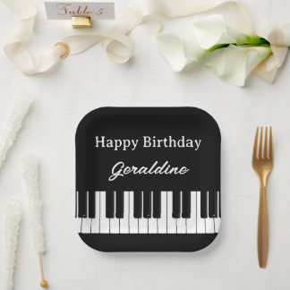 Happy Birthday Piano Player Personalised Paper Plate