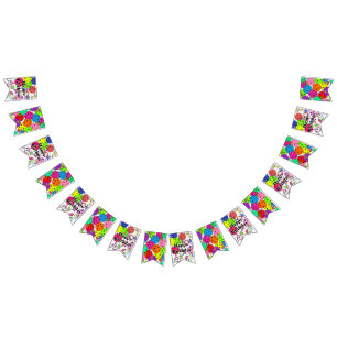 Happy Birthday Pickleball Balloons Confetti White Bunting