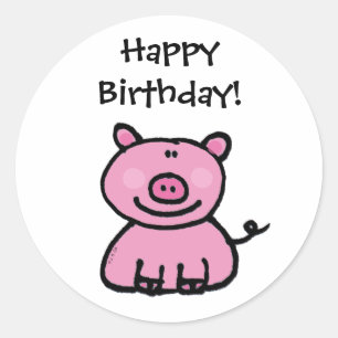 Happy Birthday! (pig) Classic Round Sticker