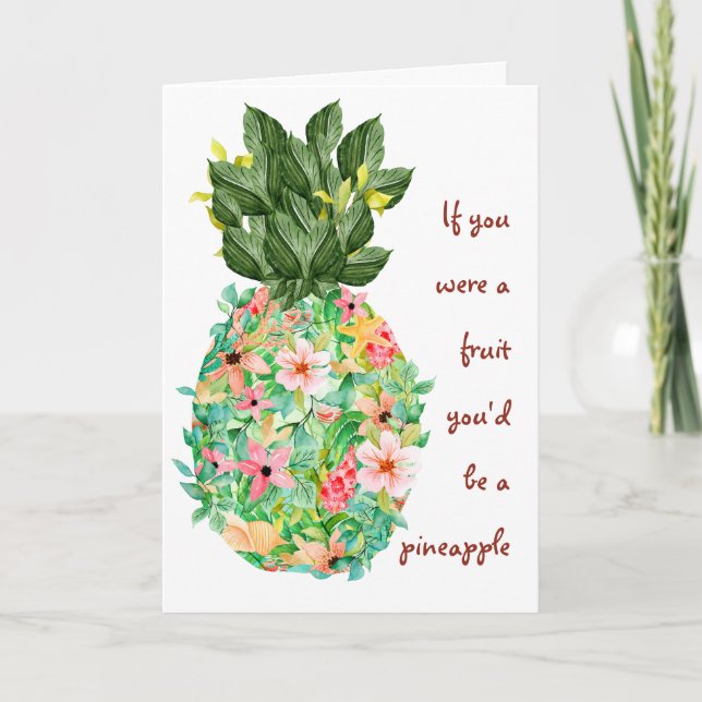 Happy Birthday Pineapple Fruit Sweet Heart Of Gold Card (Front)