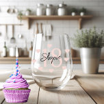 Happy Birthday Pink And Black Personalised  Stemless Wine Glass<br><div class="desc">Cheers to celebrating in style with our Pink and Black Personalised Wine Glass! Elevate any occasion with this chic and customisable glassware,  perfect for birthdays,  special milestones,  or simply enjoying a glass of your favourite wine in personalised fashion.</div>