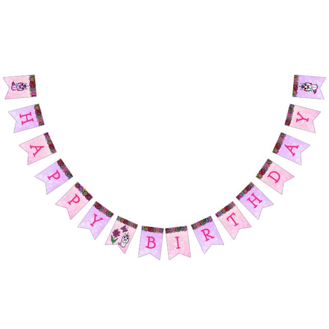 Happy Birthday Pink and Purple Unicorn Banner (All)