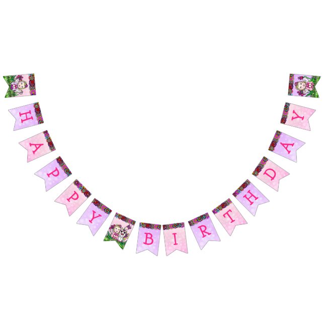 Happy Birthday Pink and Purple Unicorn Fairy Bunting (All)
