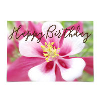 "Happy Birthday" Pink and White Columbine Card