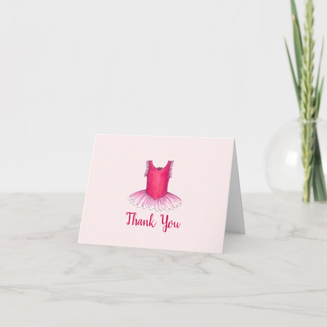 Happy Birthday Pink Ballet Dance Ballerina Tutu Thank You Card (Front)