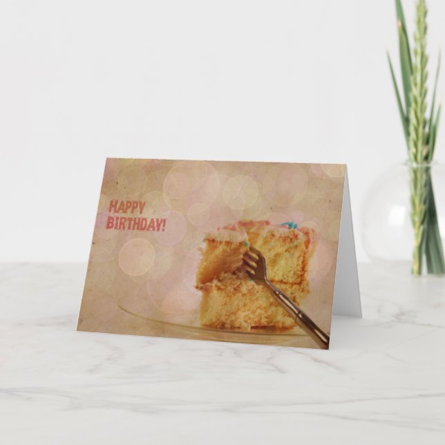 Happy Birthday Pink Bokeh Cake Card (Front)