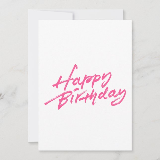 Happy Birthday Pink Brush Stroke Design Invitation (Front)