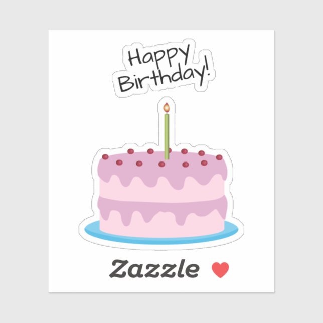 Happy Birthday Pink Cake Contour Sticker (Sheet)