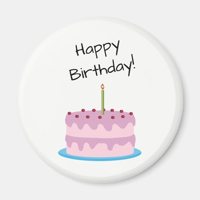 Happy Birthday Pink Cake Magnet (Front)