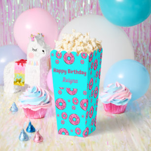 Happy Birthday pink cream doughnuts blue Favour Box
